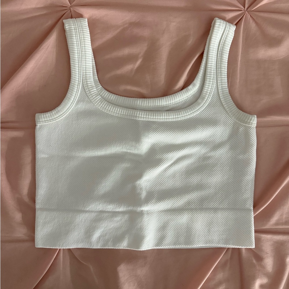 White Ribbed Women's Tank Top